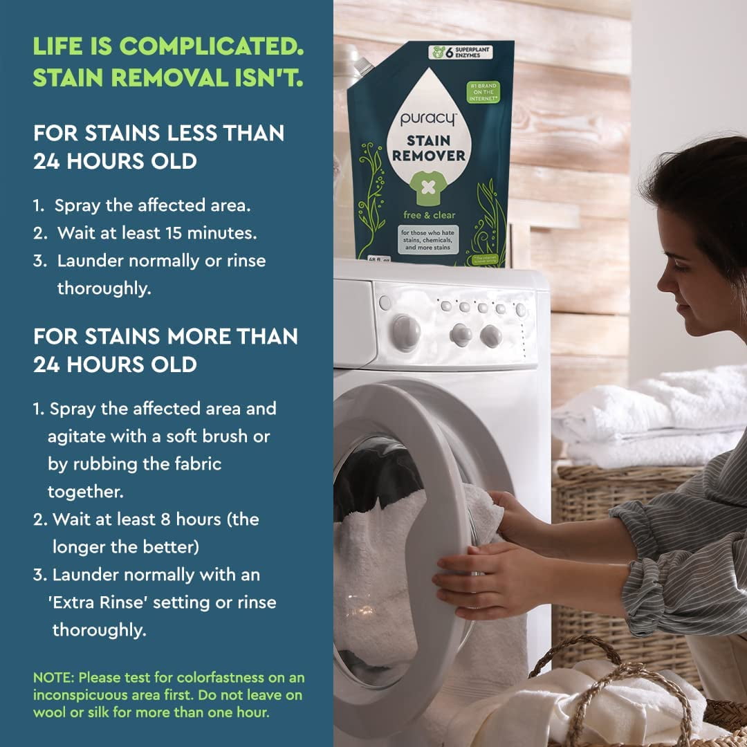 Puracy Laundry Stain Remover Refill, Free & Clear, 48 fl.oz. (BORG)