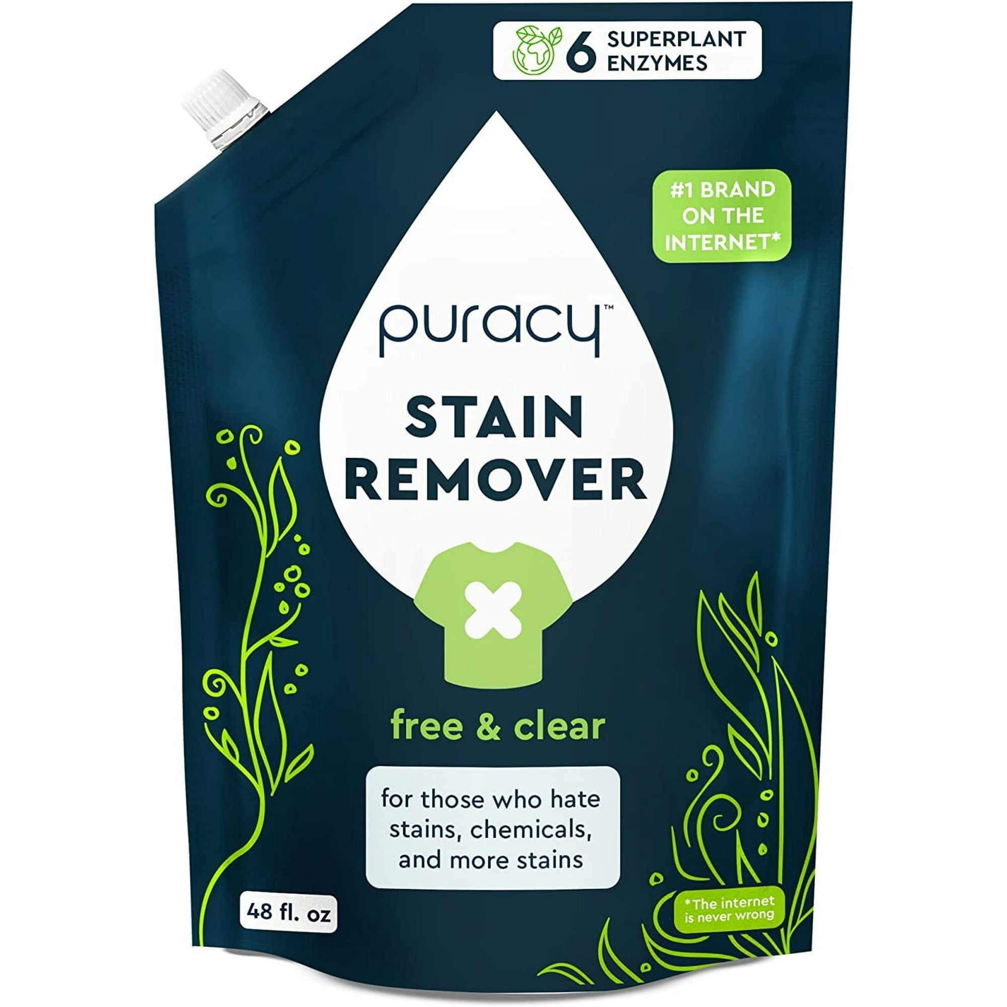 Puracy Laundry Stain Remover Refill, Free & Clear, 48 fl.oz. (BORG)